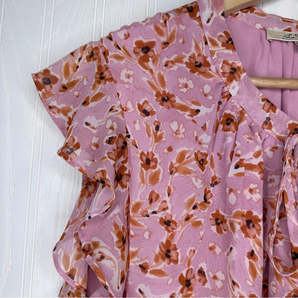 Les Serein pink floral sleeveless shirt Size 1X - Picture 5 of 12